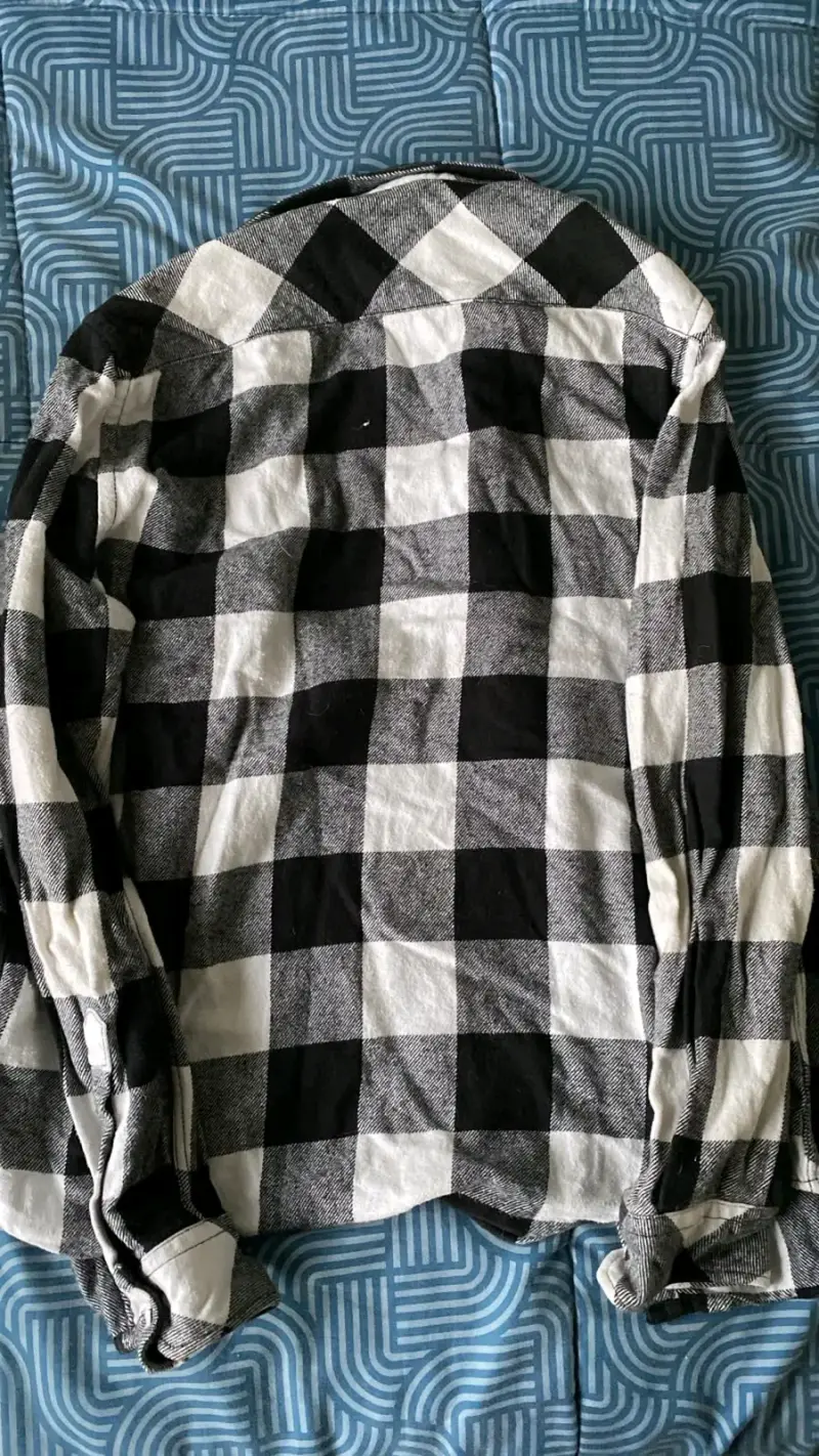 Camisa de franela a cuadros blanco y negro Index - 2