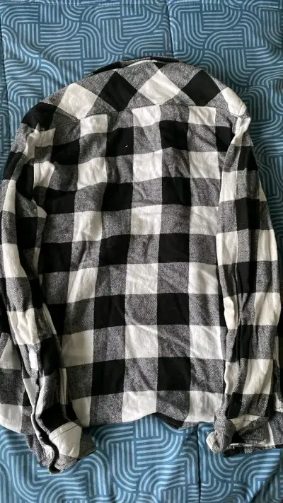 Camisa de franela a cuadros blanco y negro Index - miniatura 2