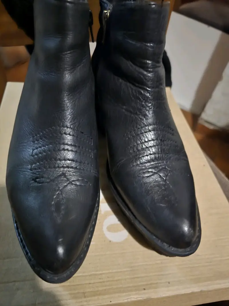 Botines de cuero negro con plataforma - 2