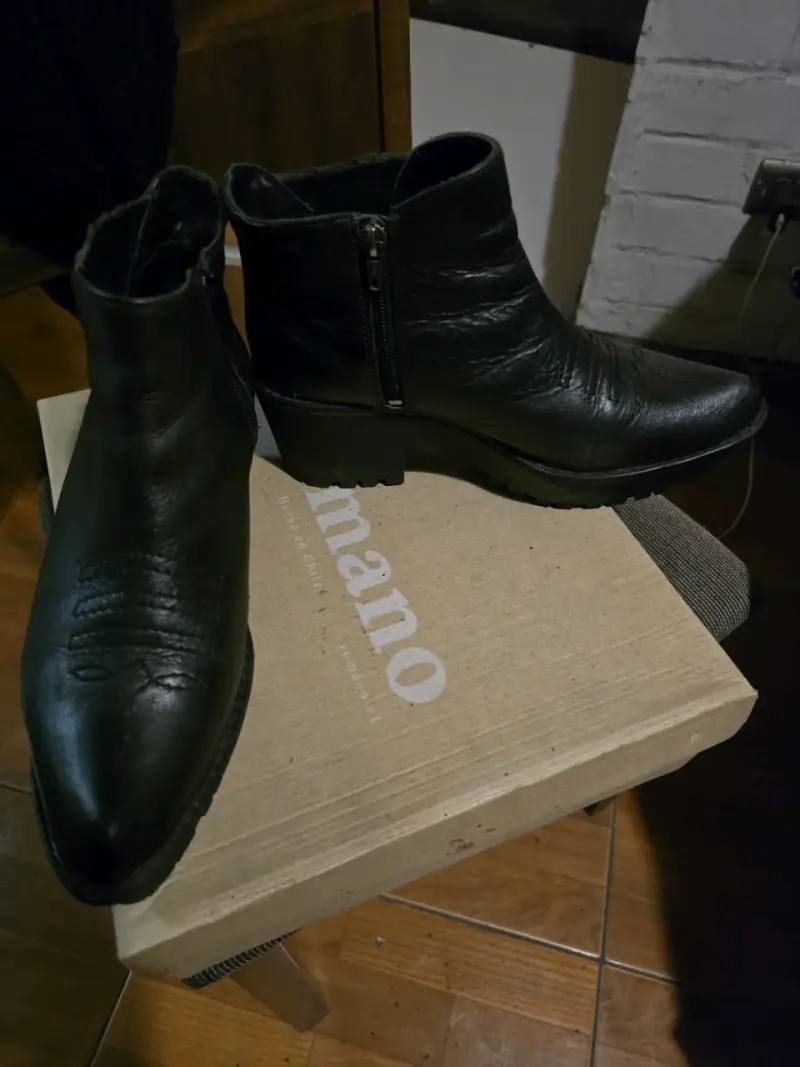 Botines de cuero negro con plataforma - 3