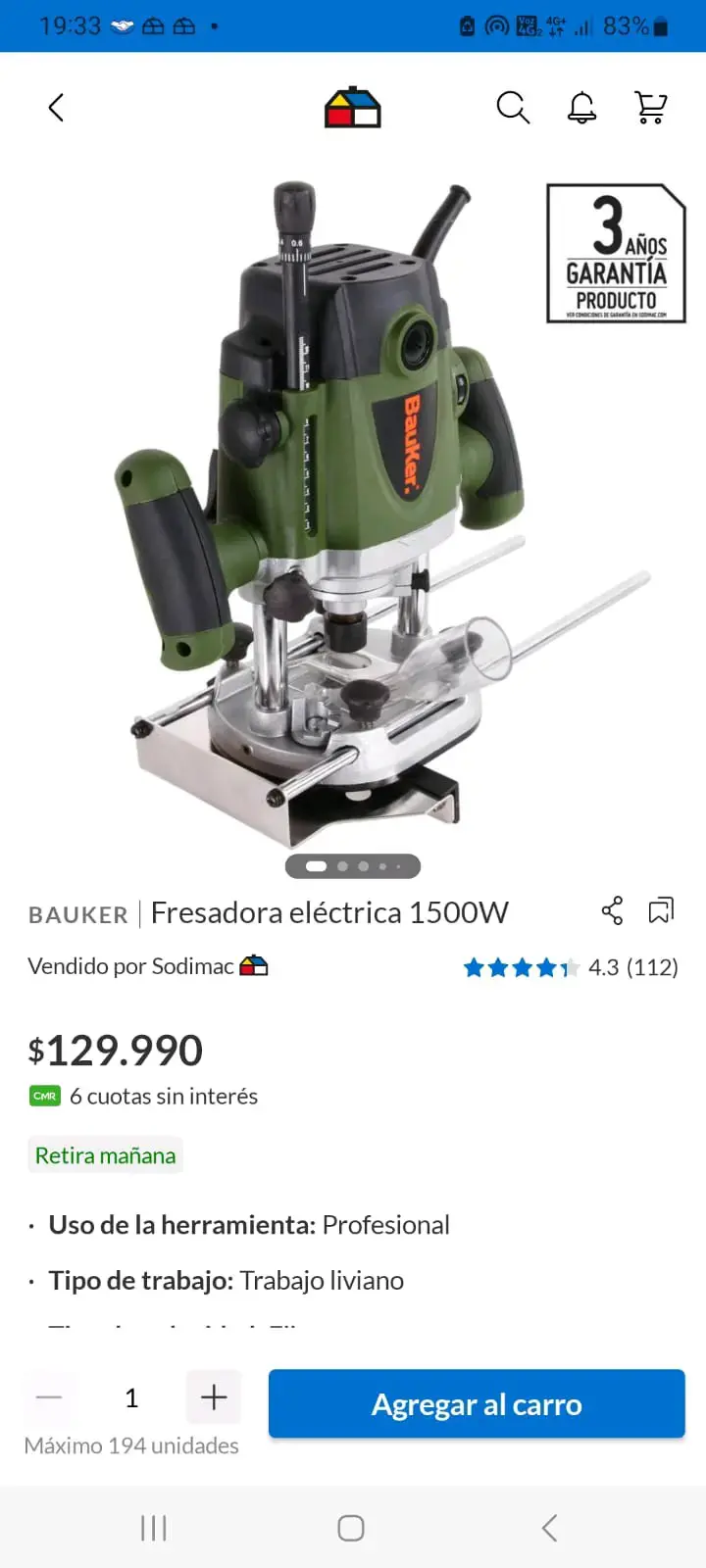 Fresadora Eléctrica Bauker 1500W con Accesorios - 3