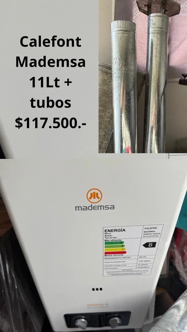 Calefont Mademsa 11 litros con tubos incluidos