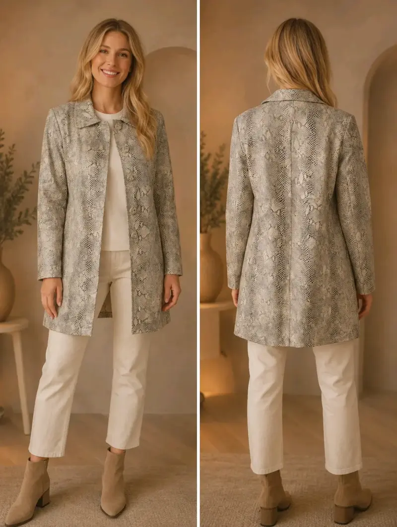 Abrigo de cuero sintético con diseño de serpiente Liz Claiborne - 1