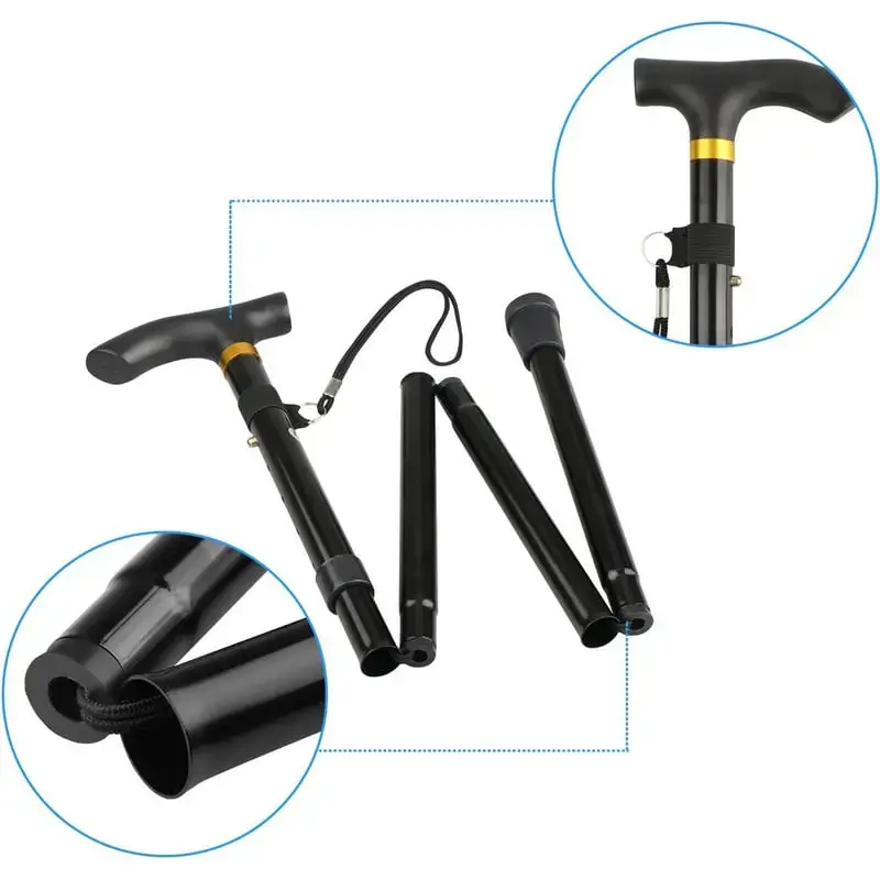 Bastón plegable ajustable negro para adultos - 2
