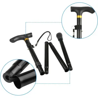 Bastón plegable ajustable negro para adultos - miniatura 2
