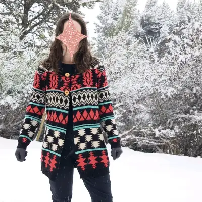 Cárdigan de lana con diseño étnico para mujer - miniatura 1