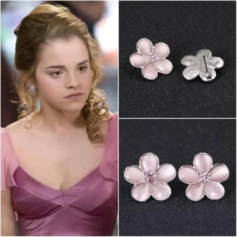Aros de flor rosada réplica estilo Hermione - 1