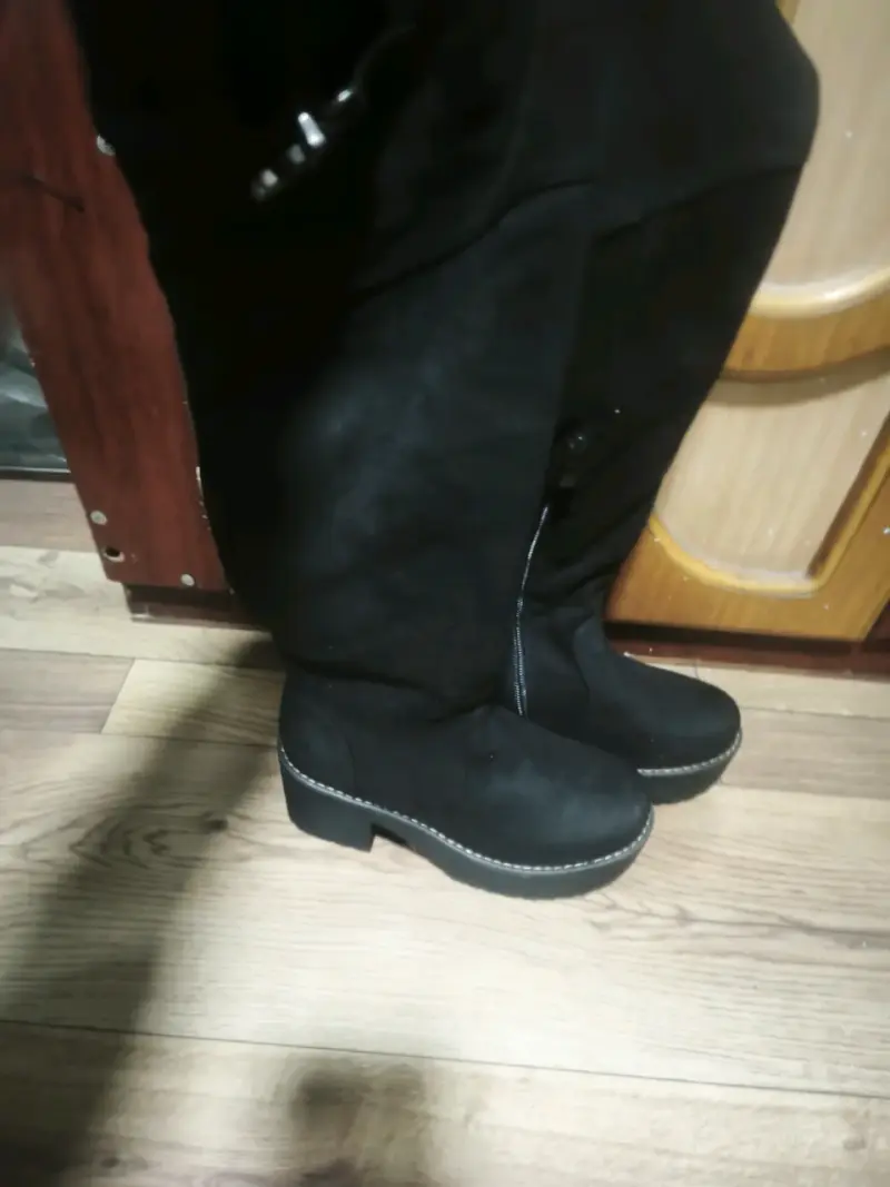 Botas negras de gamuza con plataforma - 6