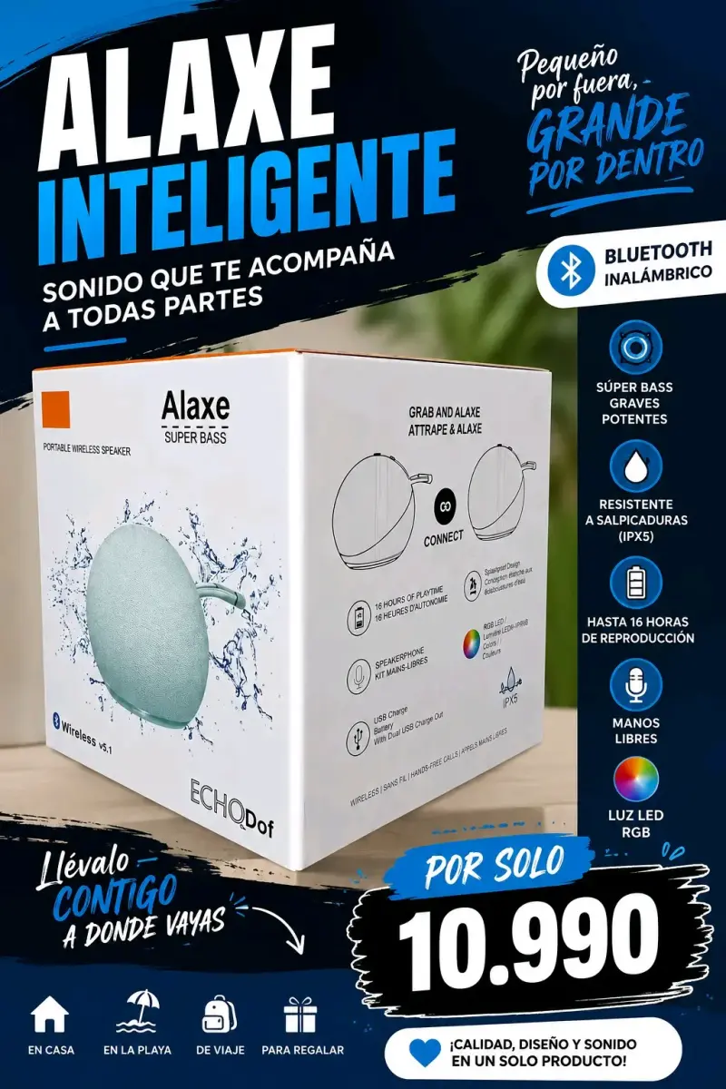 Parlante Bluetooth Alaxe Inteligente con Super Bass