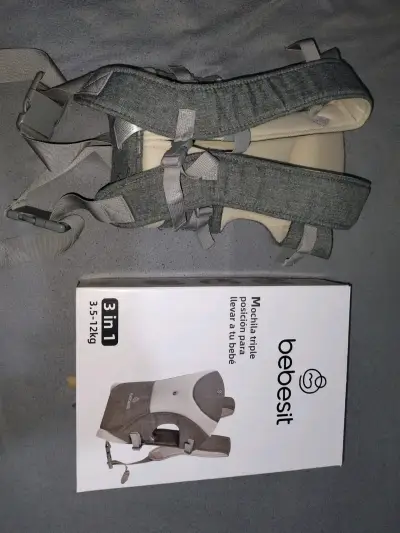 Mochila porta bebé Bebesit 3 en 1 gris - miniatura 1