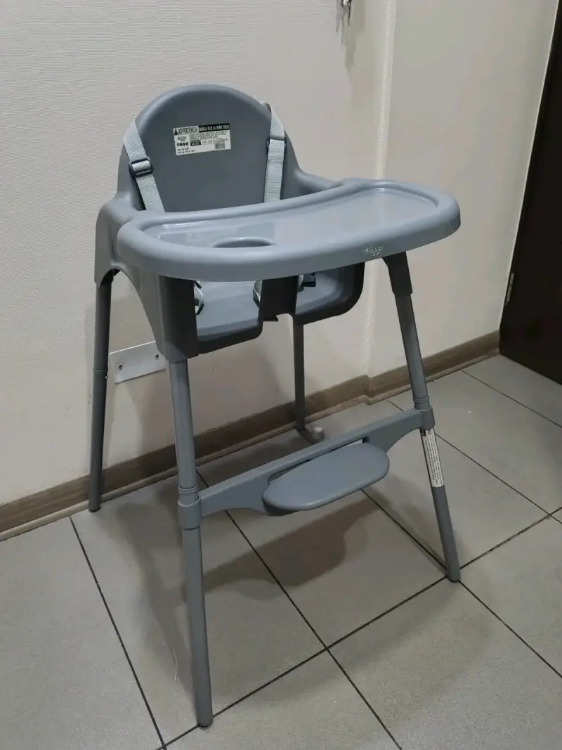 Silla de comer para bebé gris - 1