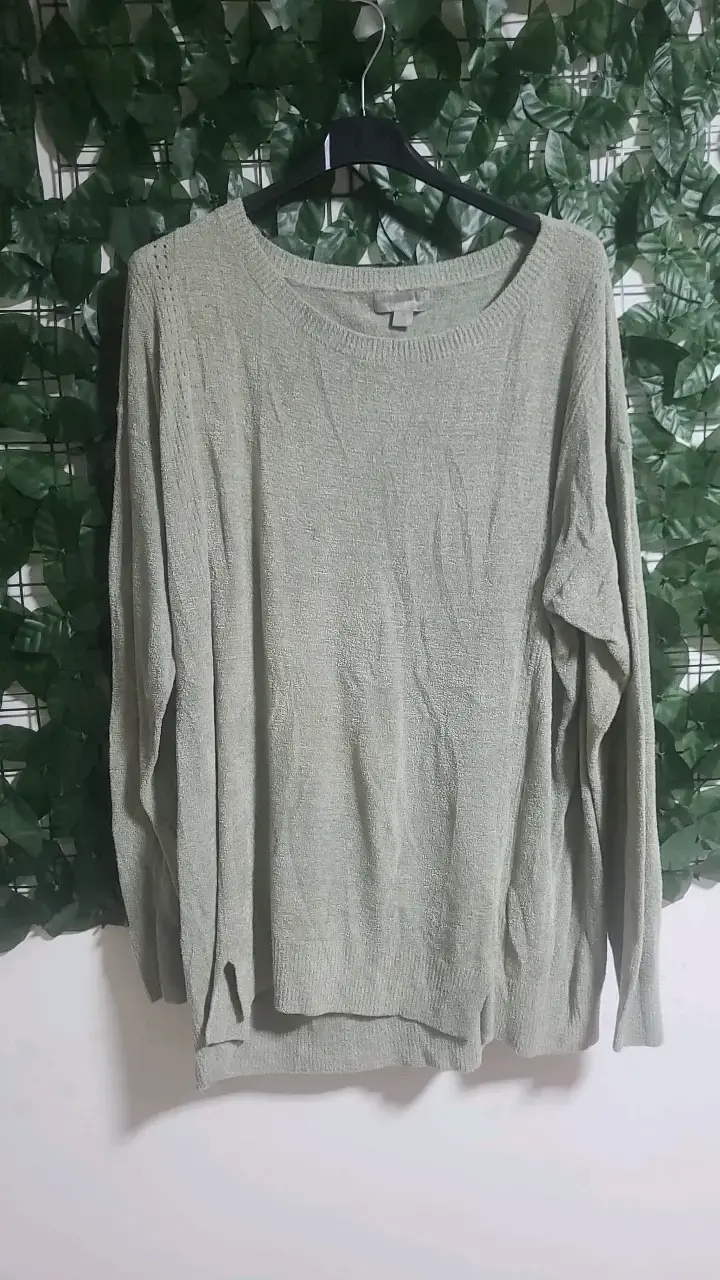 Suéter gris claro de punto para mujer - 1