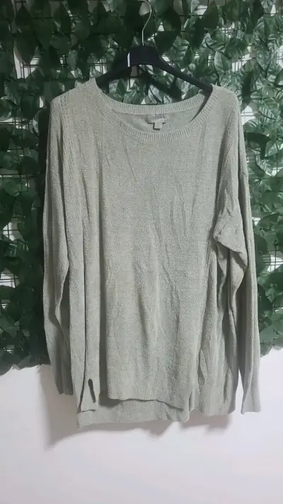 Suéter gris claro de punto para mujer - miniatura 1