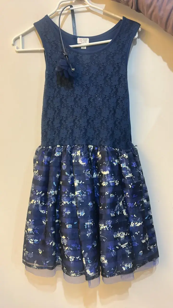 Vestido azul floral para niña talla XL - 1