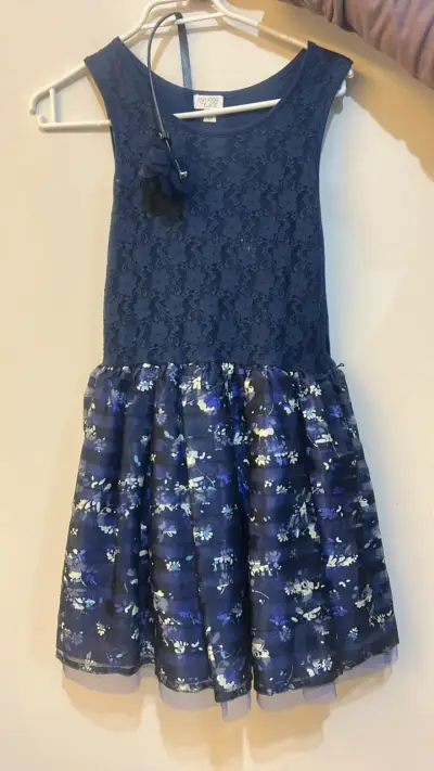 Vestido azul floral para niña talla XL - miniatura 1