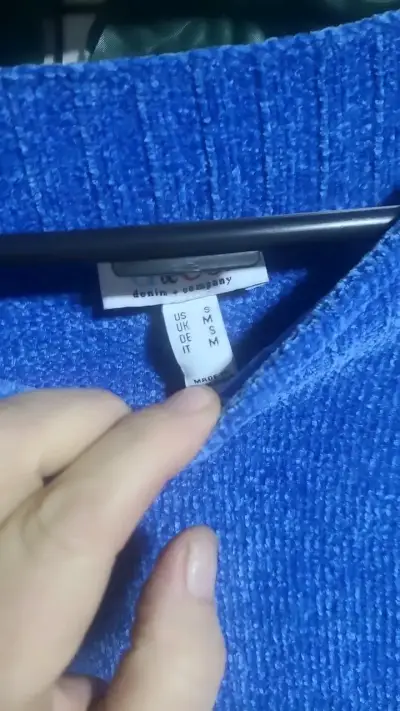 Suéter azul de punto para mujer talla M - miniatura 2