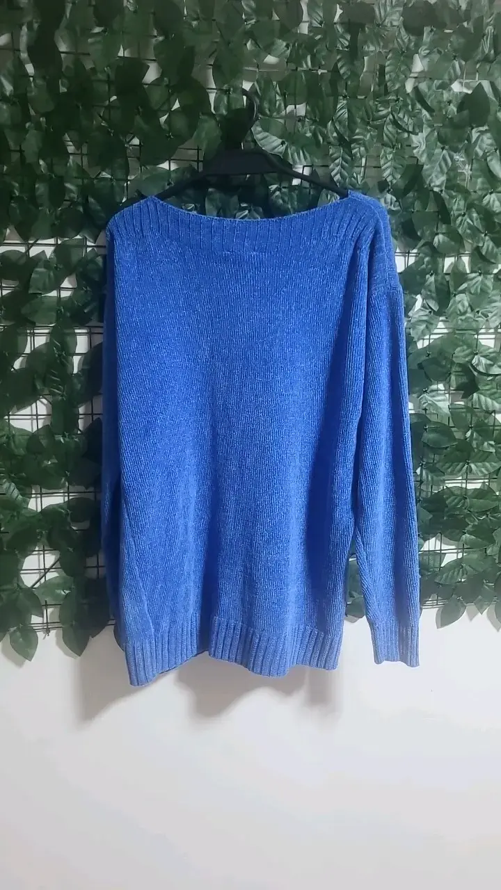 Suéter azul de punto para mujer talla M - 4