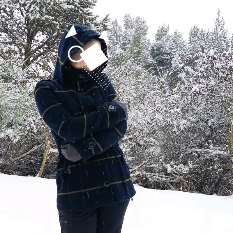 Abrigo de invierno azul con capucha para mujer - 6