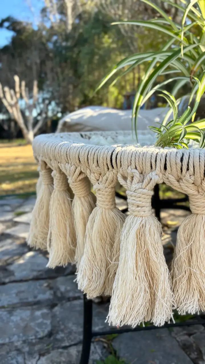 Conjunto Boho de Mesa y Banqueta en Macramé - 2