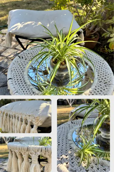 Conjunto Boho de Mesa y Banqueta en Macramé - miniatura 6
