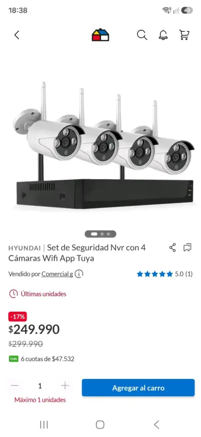 Sistema de Seguridad Hyundai NVR con 4 Cámaras Wifi - miniatura 1