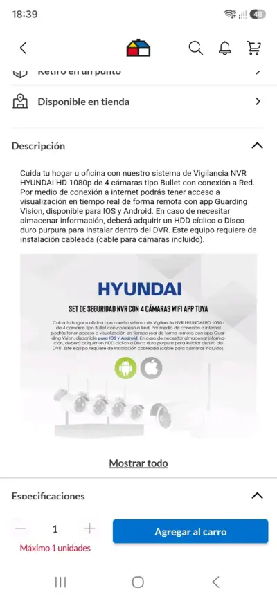 Sistema de Seguridad Hyundai NVR con 4 Cámaras Wifi - miniatura 3