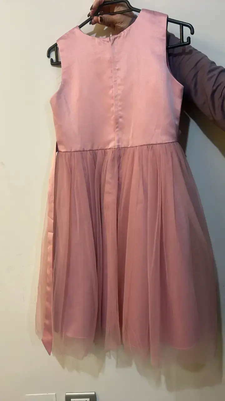 Vestido de fiesta para niña rosa con encaje floral - 2