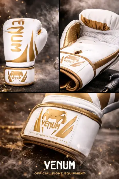 Guantes de Boxeo Venum Blancos y Dorados - miniatura 3