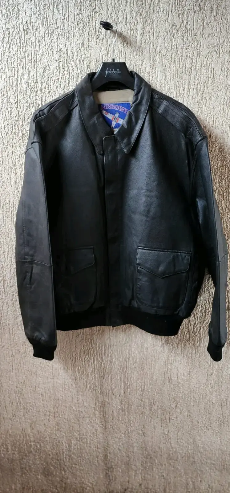 Chaqueta de cuero negra estilo aviador Airborne - 1