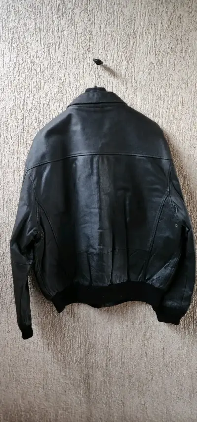 Chaqueta de cuero negra estilo aviador Airborne - miniatura 2
