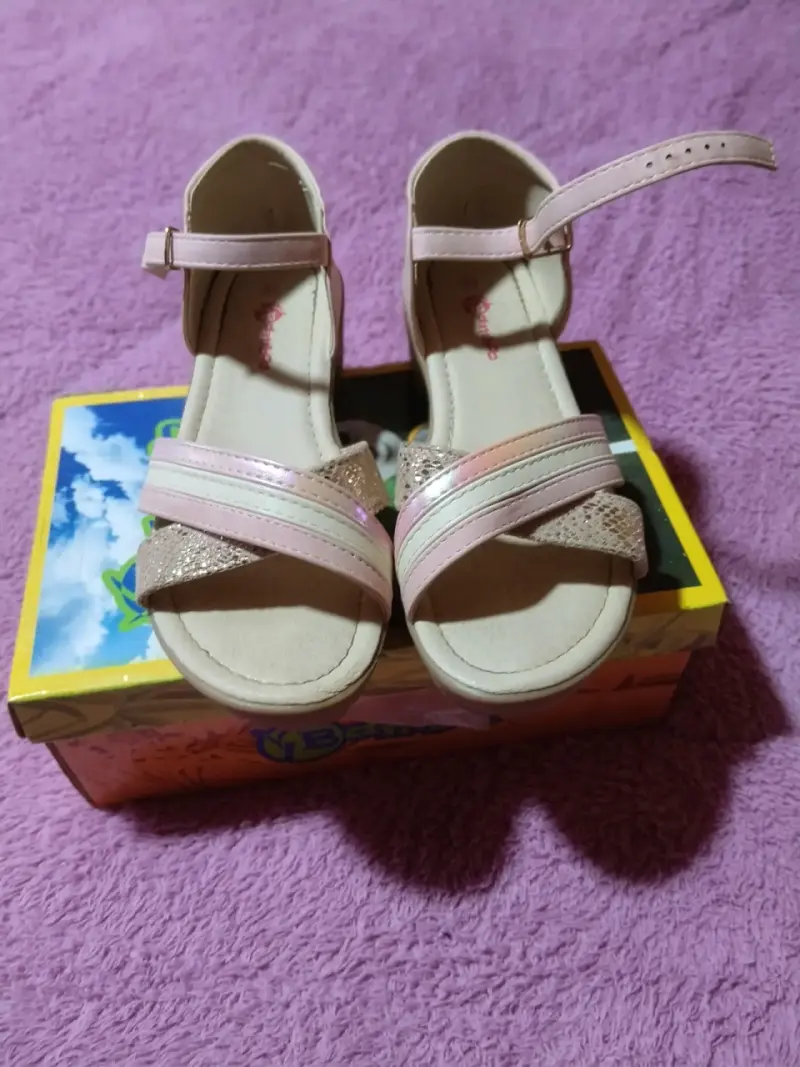 Sandalias de niña rosadas con tacón Bambina N° 34 - 3