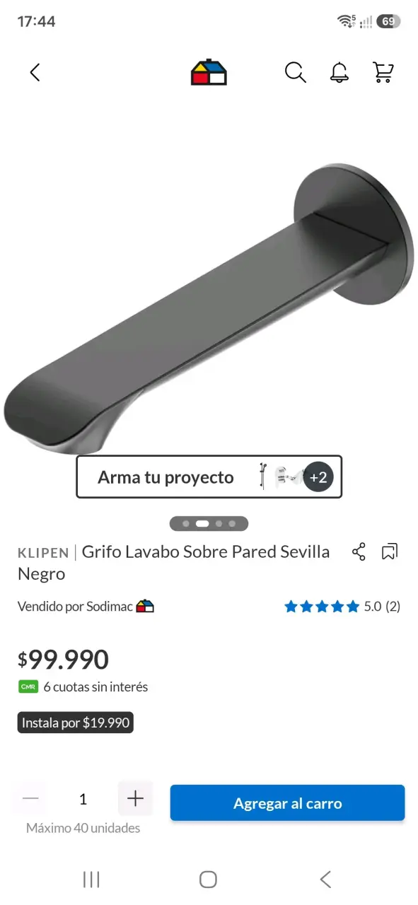Grifo de Lavabo Negro Klipen Sevilla - 2