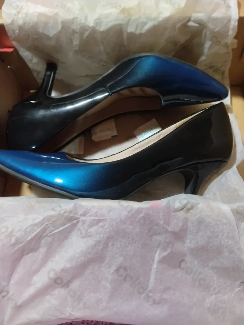 Zapatos de Tacón Azul y Negro para Mujer - 3