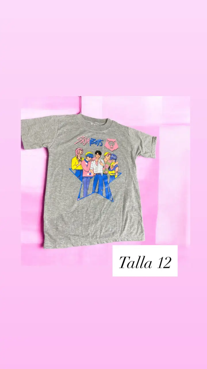 Polera gris con diseño gráfico talla 12