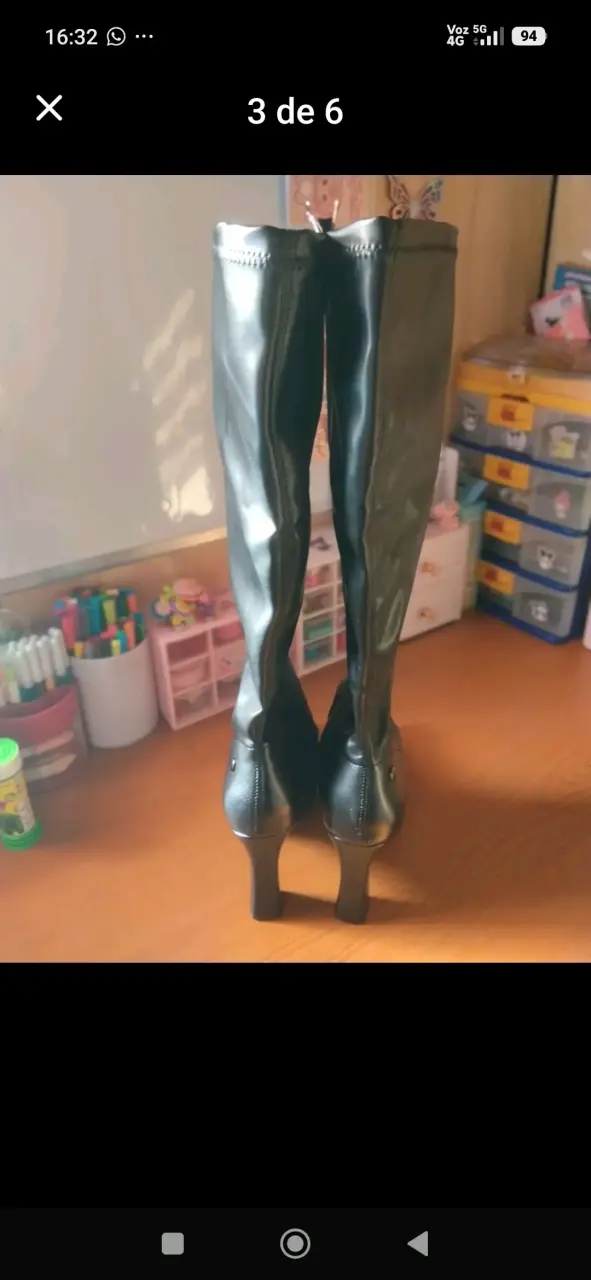 Botas negras de cuero sintético con tacón alto - 2