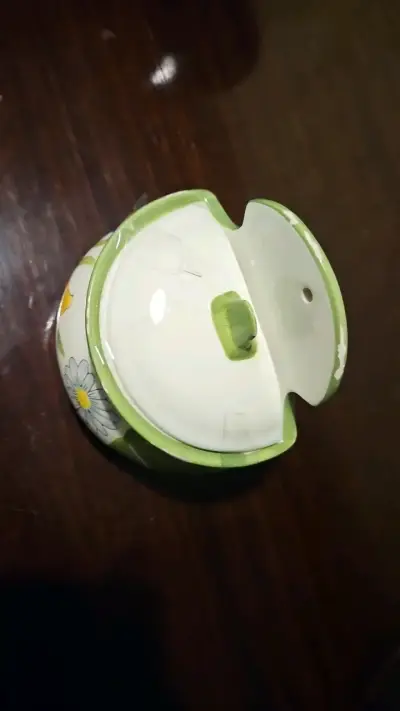 Salero o azucarero  de cerámica pintado a mano - miniatura 2