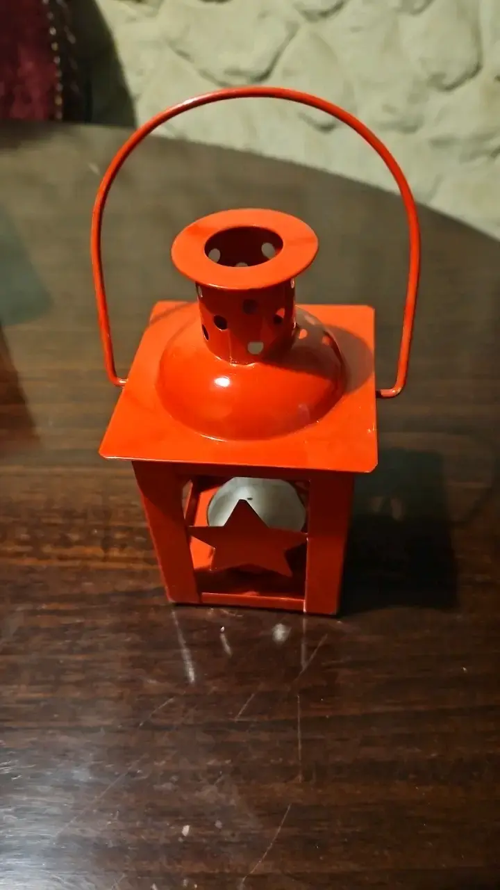 Farol decorativo rojo con estrella - 2