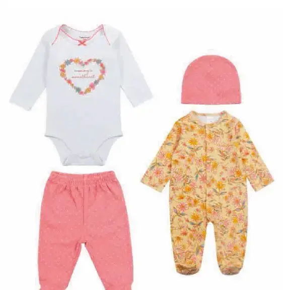 Conjunto de ropa para bebé con diseños florales y de perrito - 1