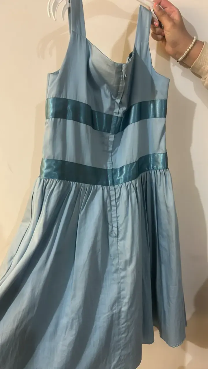 Vestido azul niña 10-12 con detalles de lazo - 2