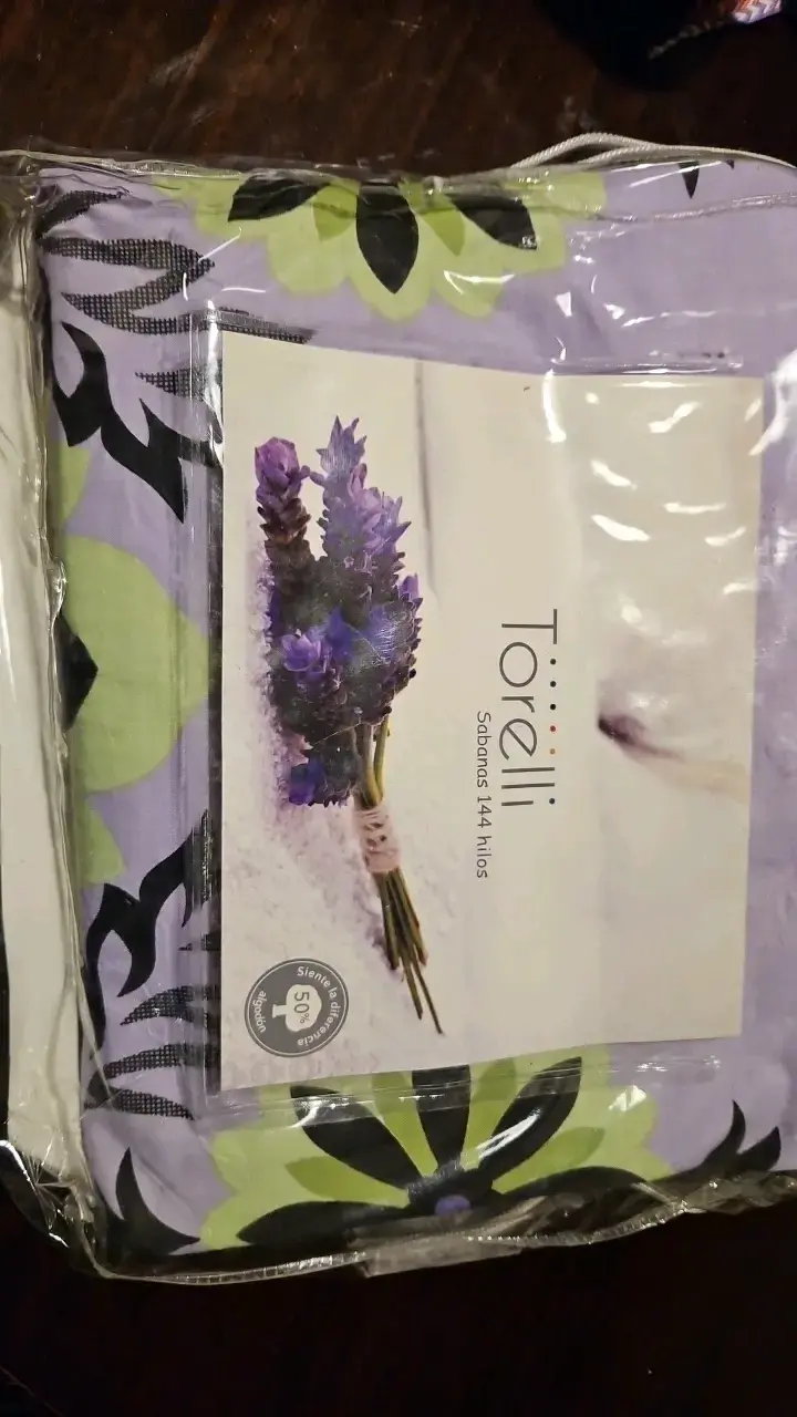 Juego de sábanas 2 plazas lila con diseño floral - 2