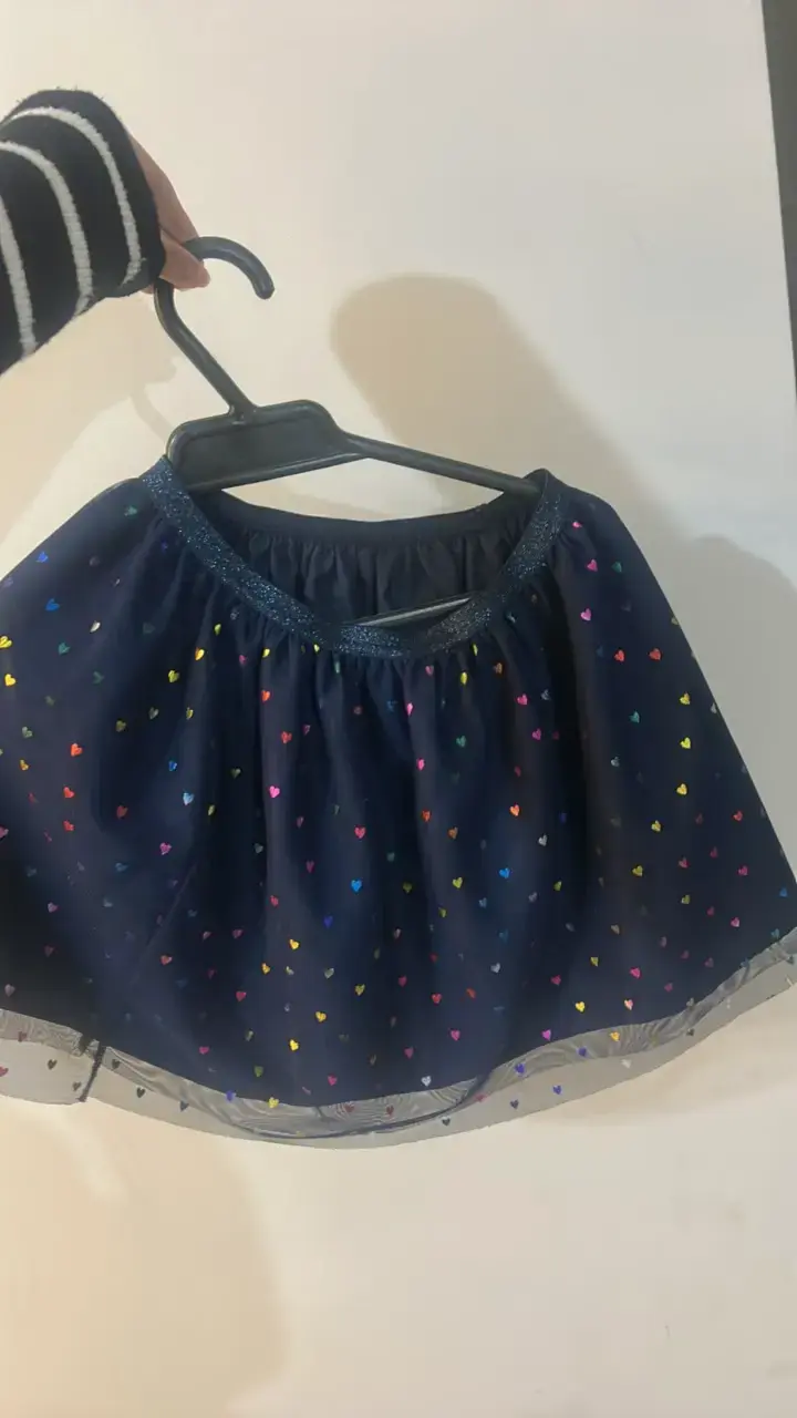 Falda azul niña 7-8 años con detalles de lazo - 1