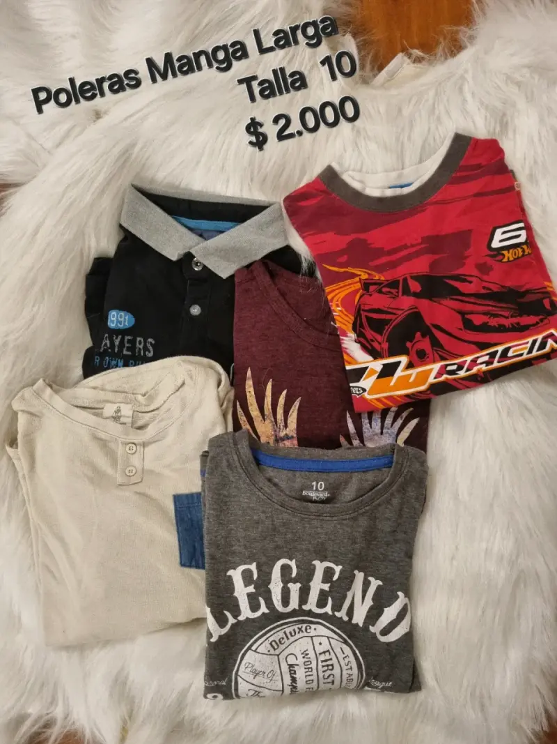 Lote de poleras manga larga para niños, varias ta - 1
