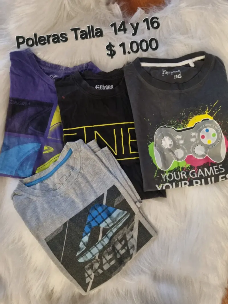 Lote de poleras manga larga para niños, varias ta - 5