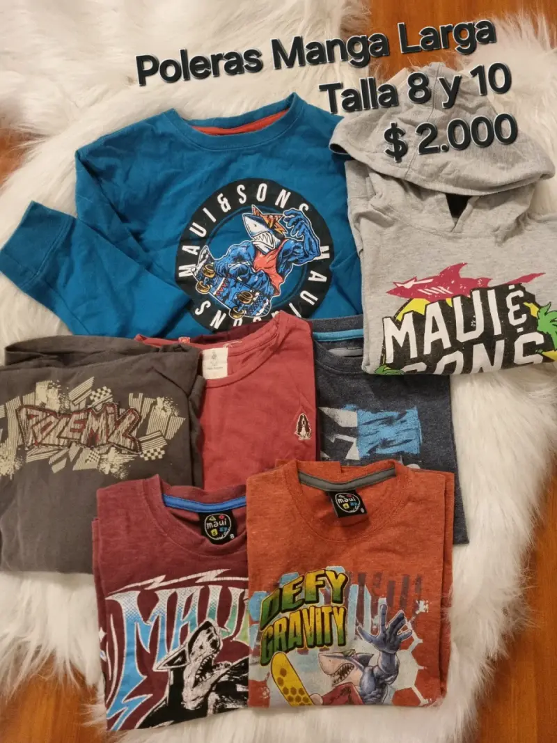 Lote de poleras manga larga para niños, varias ta - 8
