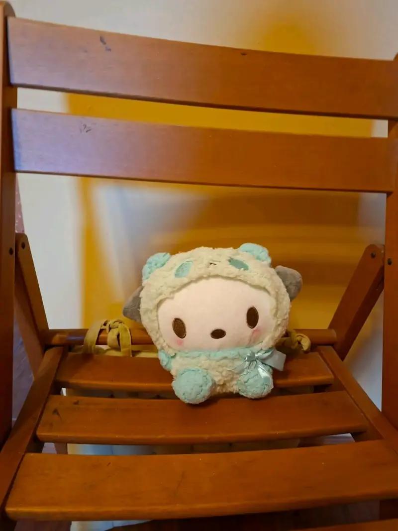 Peluche de pochaco azul y verde con lazo - 2