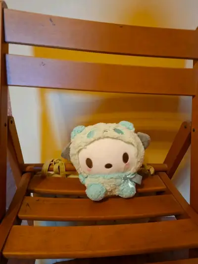Peluche de pochaco azul y verde con lazo - miniatura 2