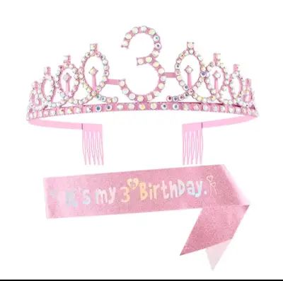 Tiara de cumpleaños con número y cinta - miniatura 1