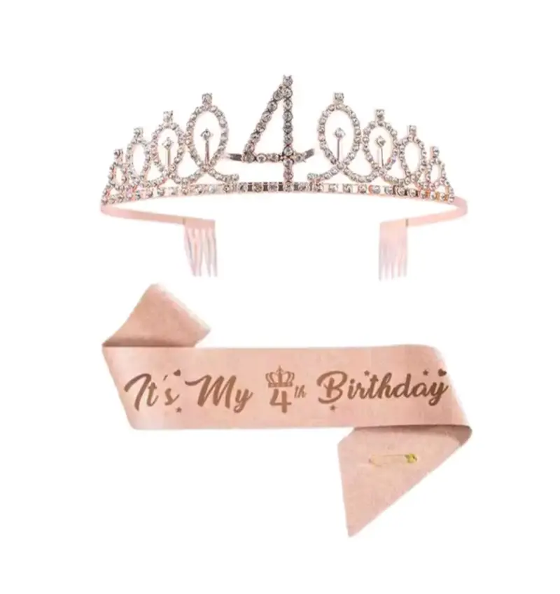 Tiara de cumpleaños con número y cinta - 2