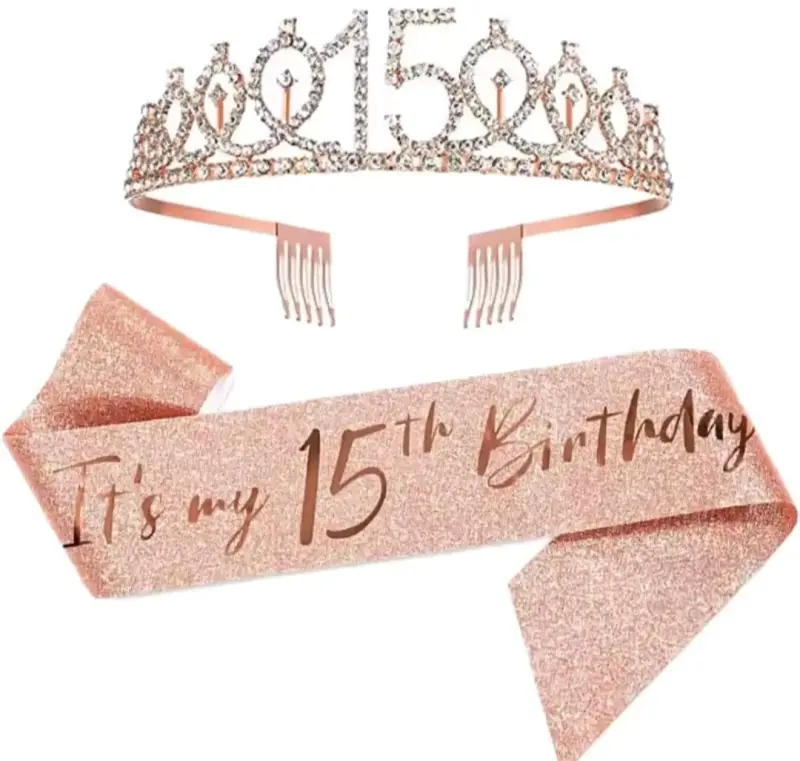 Tiara de cumpleaños con número y cinta - 3