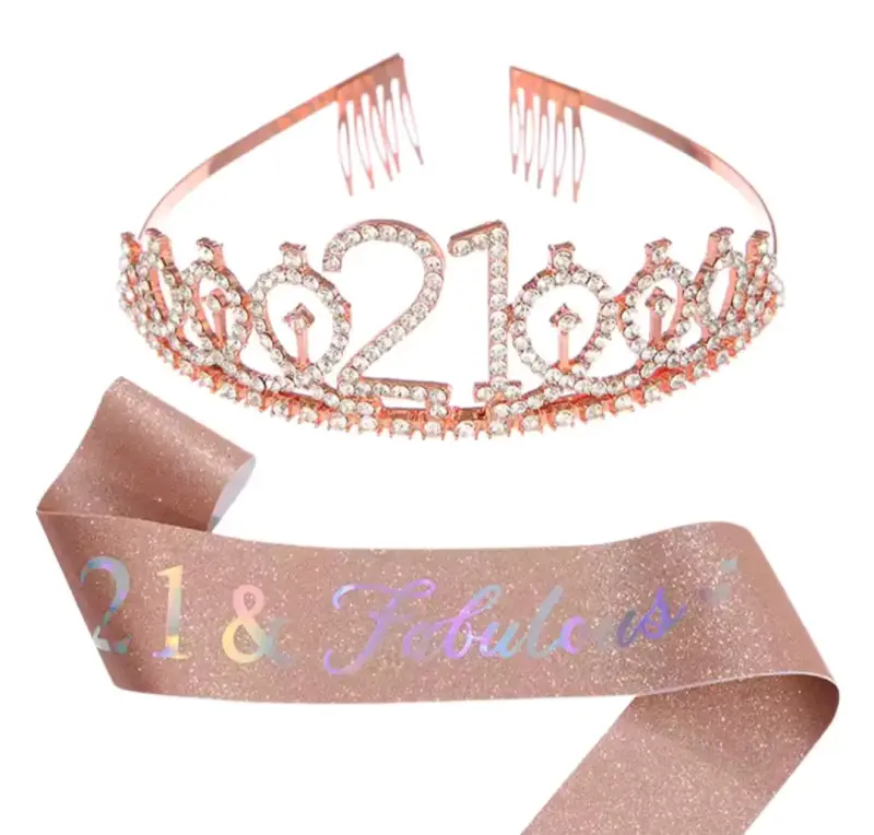 Tiara de cumpleaños con número y cinta - 5